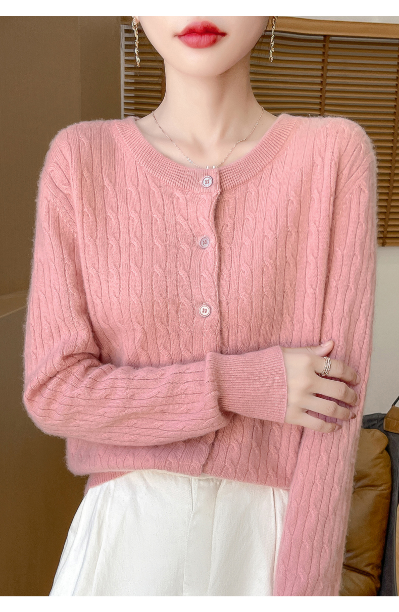 ニットカーディガン やわらか縄編みモヘアカーディガン