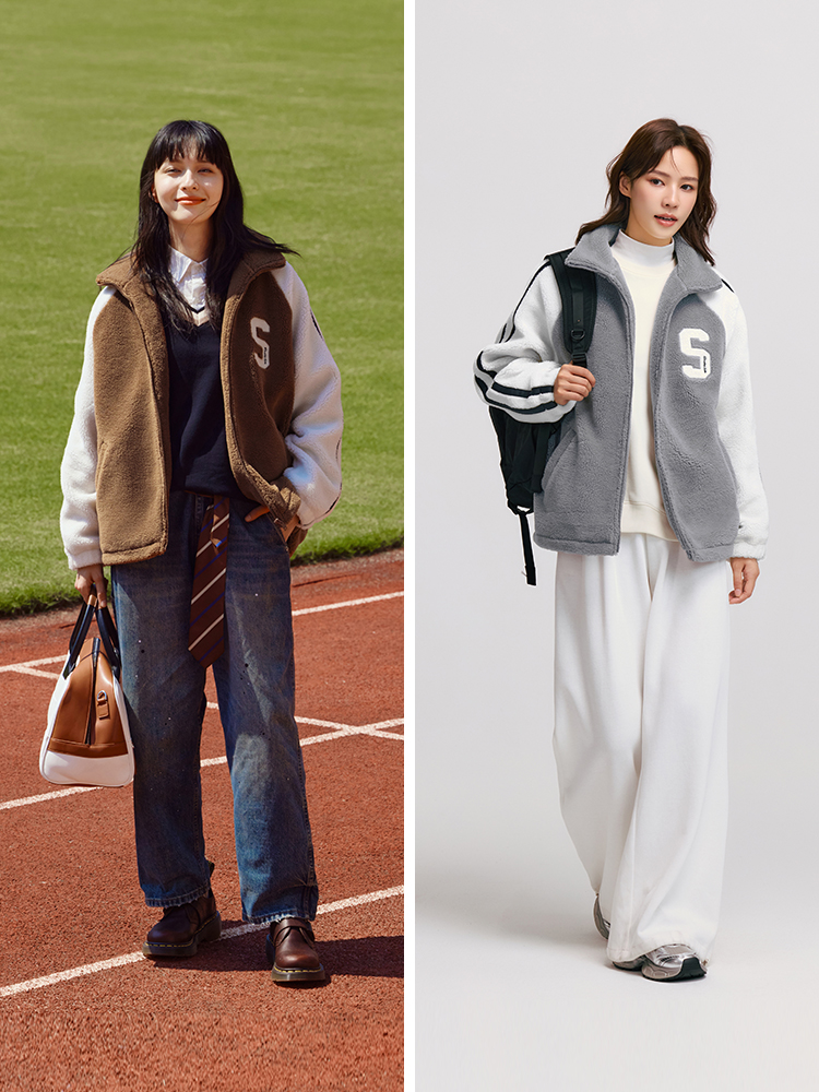 ニットカーディガン レトロ学院風シャギーカーディガン