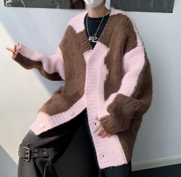 メンズ カーディガン  メンズ ニット カーディガン 毛糸 秋冬 配色