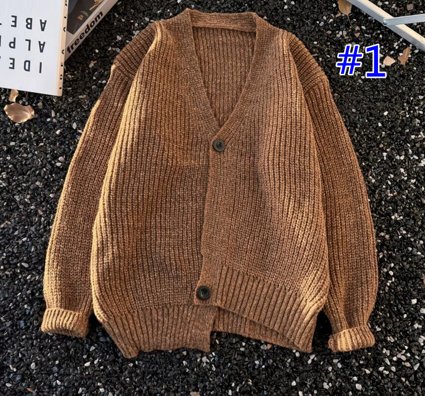 メンズ カーディガン  秋冬ニットカーディガン ブイネック メンズ