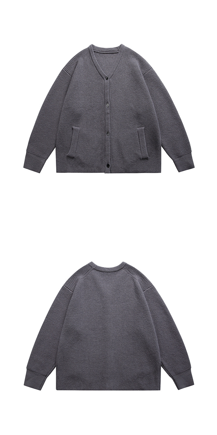 メンズ カーディガン  メンズ ニットカーディガン グレー ボタン式秋冬