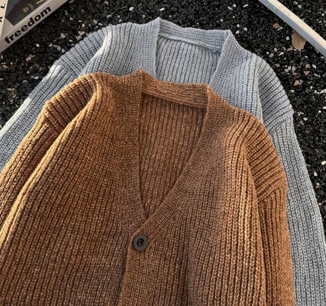 メンズ カーディガン  秋冬ニットカーディガン ブイネック メンズ