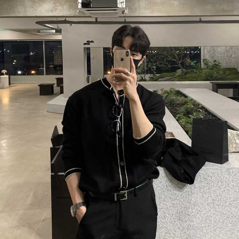 カーディガン メンズ エッジラインクルーネックカーディガン