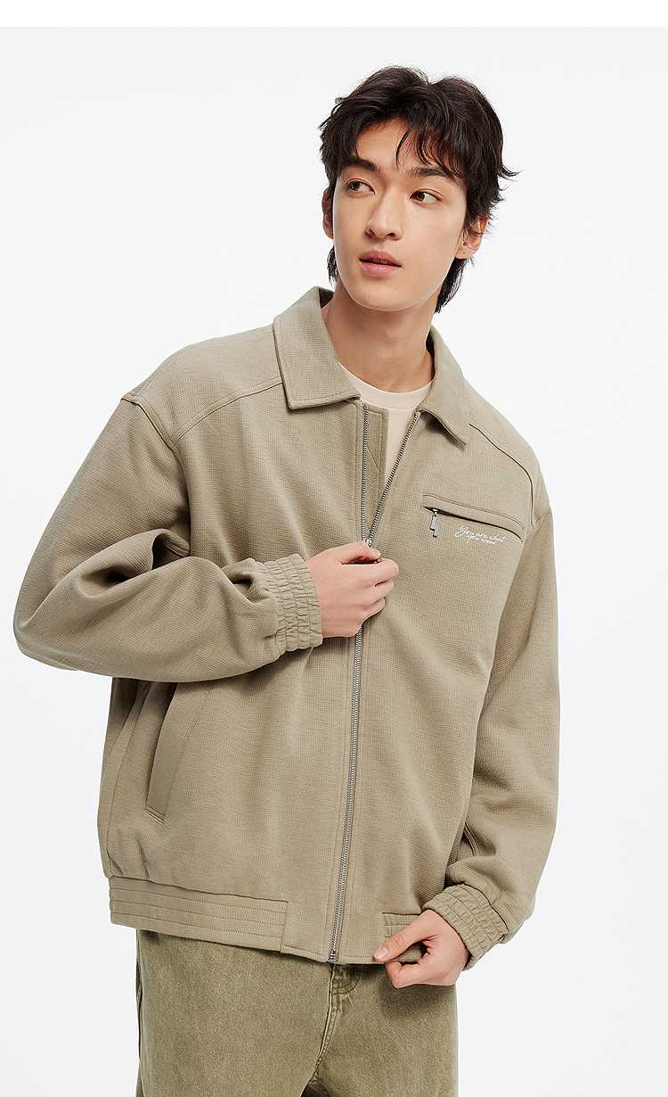 カーディガン メンズ シンプル襟付きジップアップジャケット