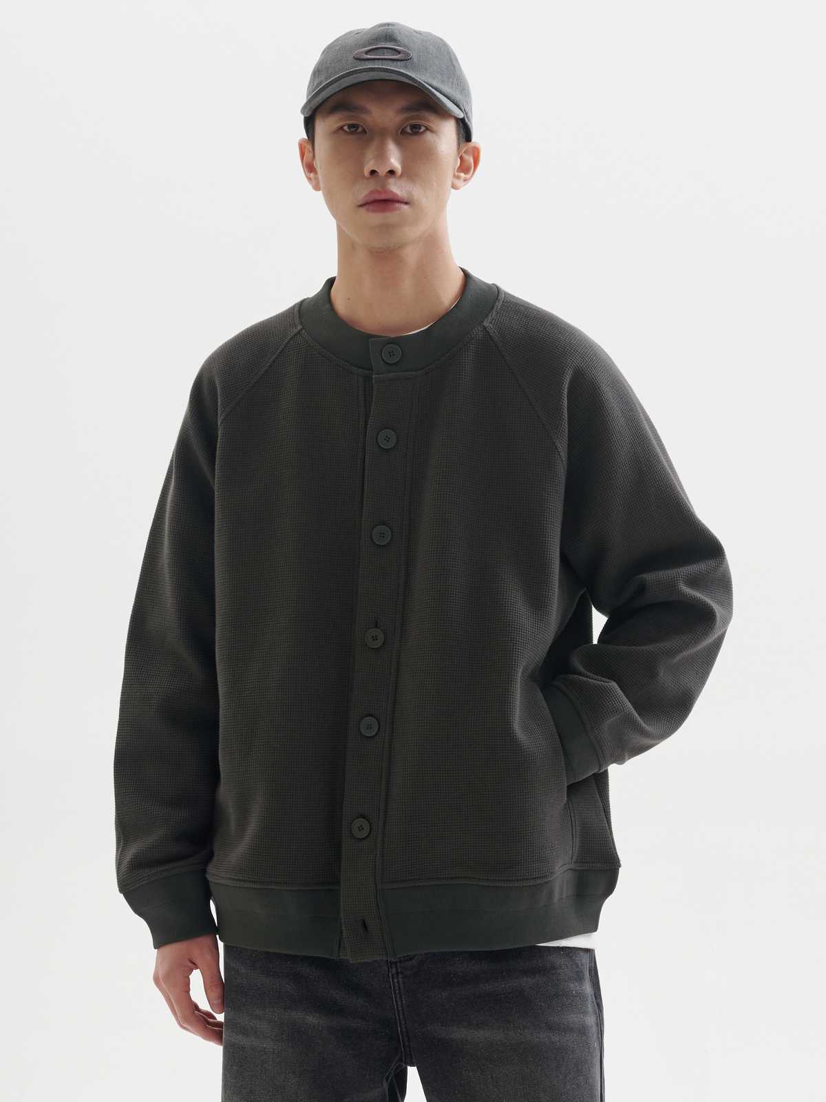 カーディガン メンズ 上質素材 ノーカラー ボタン留め カーディガン