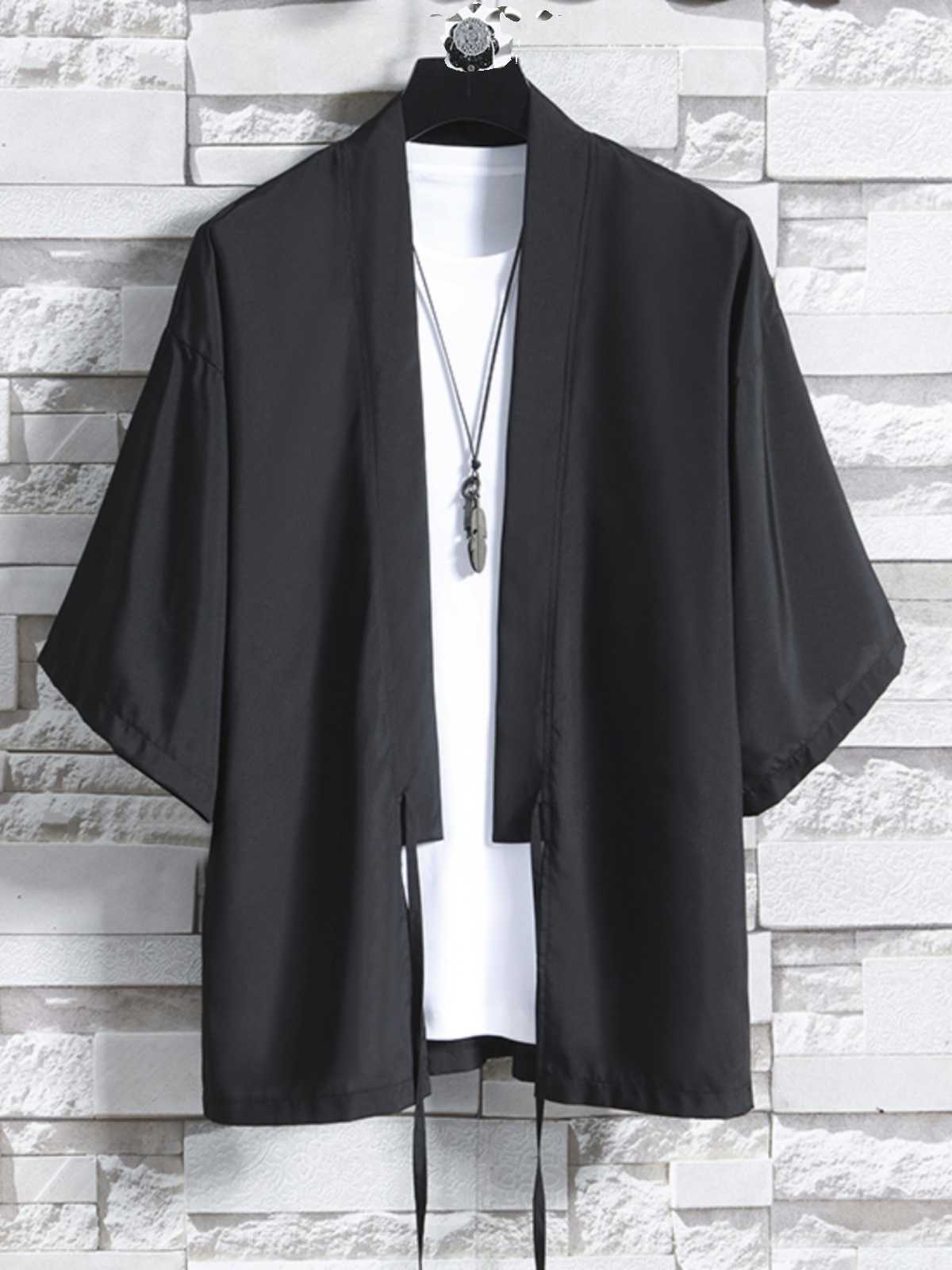 カーディガン メンズ カーディガン メンズ 和風ドレープ半袖カーディガン