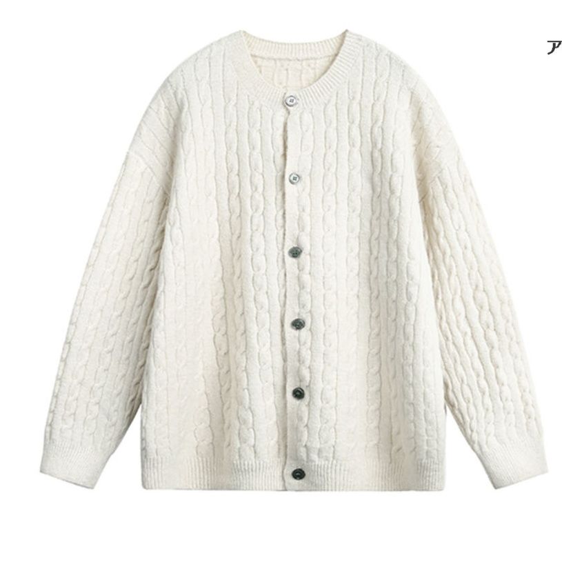 メンズ カーディガン  メンズ ケーブル編みニットカーディガン 秋冬 全4色