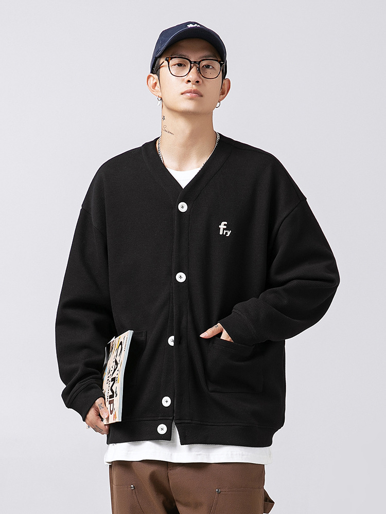 メンズ カーディガン  学生風メンズカーディガン ニット素材 秋冬新作全3色