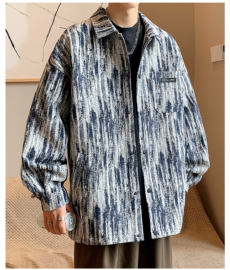 メンズ カーディガン  ゆったりシルエット襟付き長袖羽織