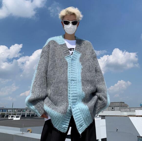 メンズ カーディガン  メンズ ニット カーディガン 毛糸 秋冬 配色