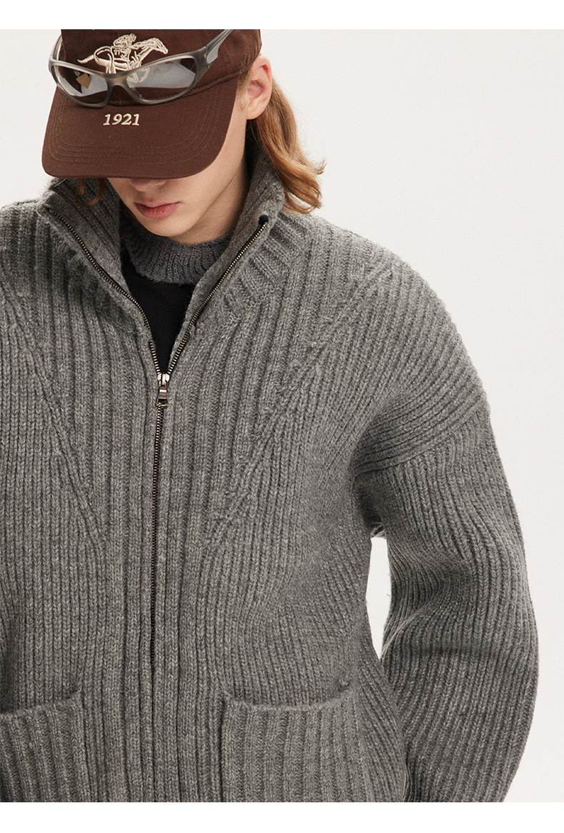 メンズ カーディガン  メンズ ニット カーディガン ジップアップ 秋冬 全2色