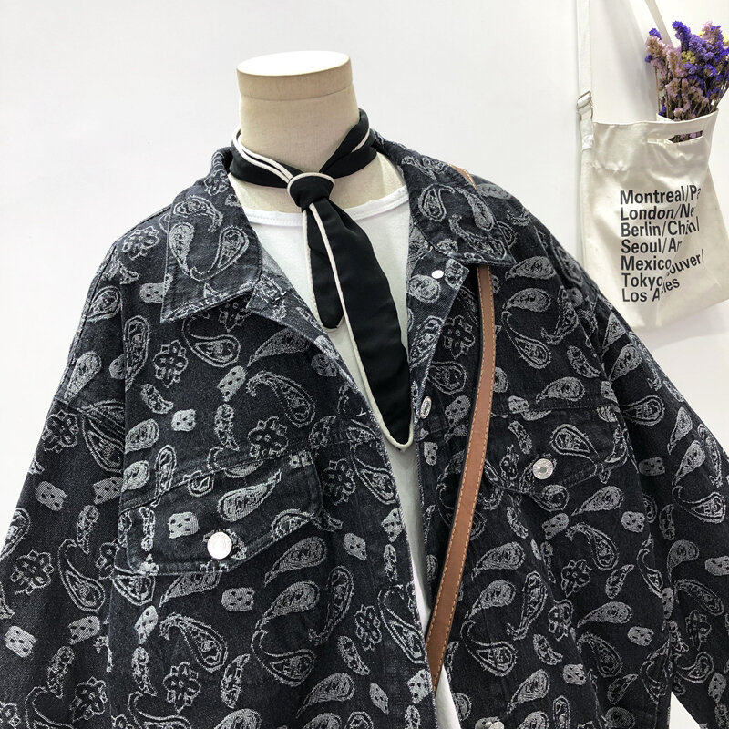 メンズ カーディガン  ペイズリー柄開襟ゆったりシャツ型