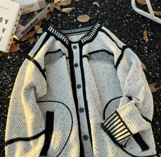 メンズ カーディガン  メンズ ニット カーディガン ボーダー柄