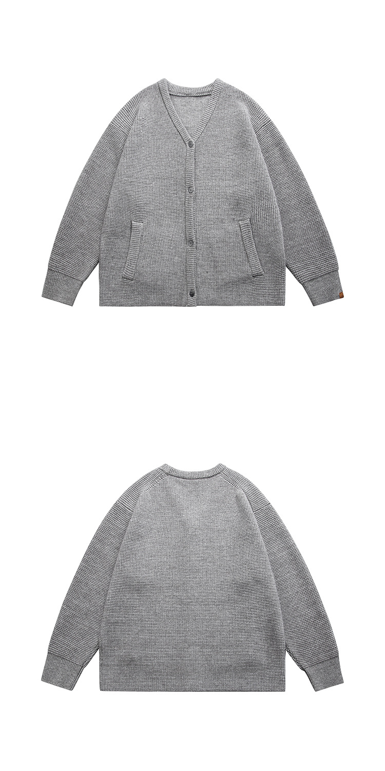 メンズ カーディガン  メンズ ニットカーディガン グレー ボタン式秋冬