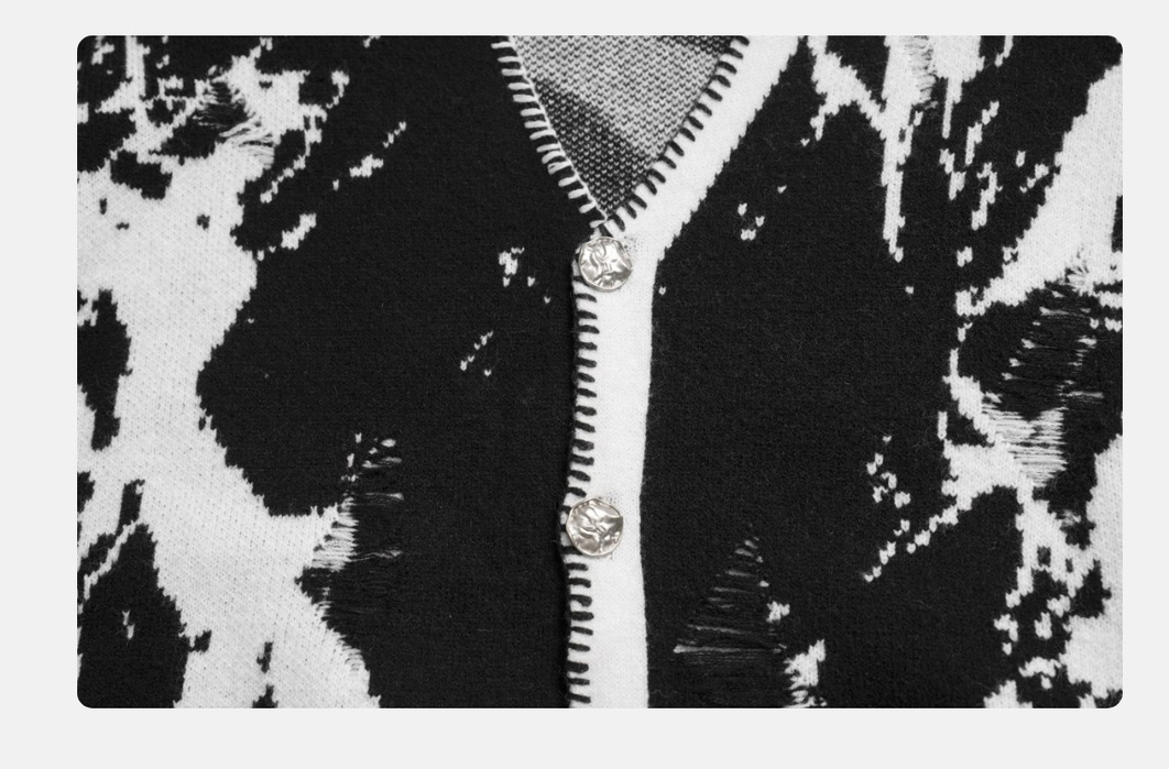 メンズ カーディガン  牛柄パターン ニットカーディガン 男女兼用 秋冬アウター