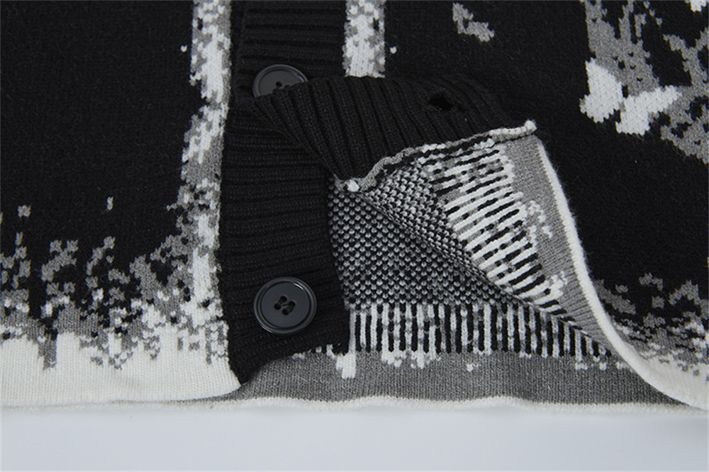 メンズ カーディガン  蝶々柄ニットカーディガン メンズ 秋冬新作