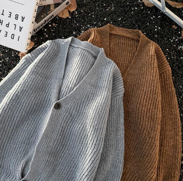 メンズ カーディガン  秋冬ニットカーディガン ブイネック メンズ