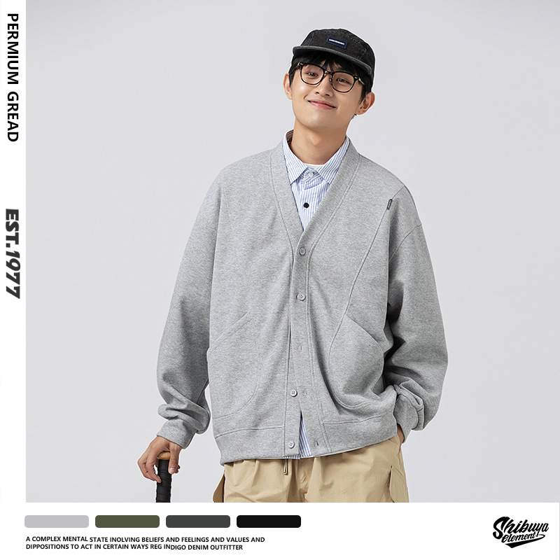 メンズ カーディガン  メンズ無地カーディガン男女兼用全四色