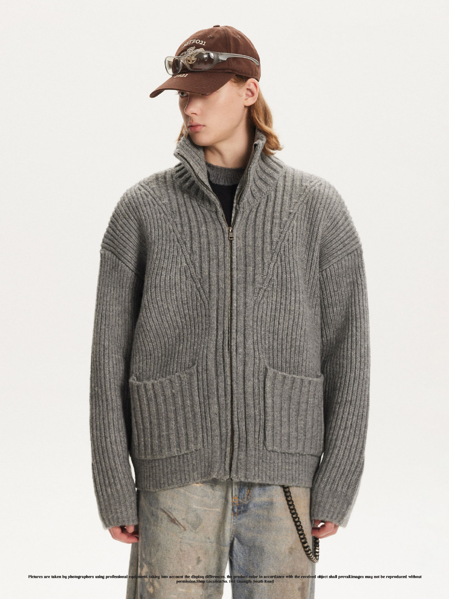 メンズ カーディガン  メンズ ニット カーディガン ジップアップ 秋冬 全2色