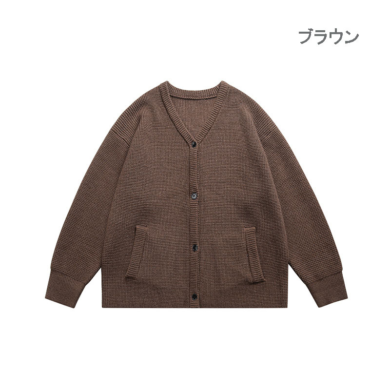 メンズ カーディガン  メンズ ニットカーディガン グレー ボタン式秋冬