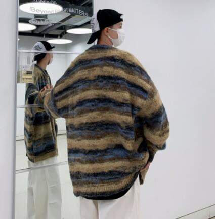 メンズ カーディガン  メンズ ニット カーディガン ボーダー 前開き