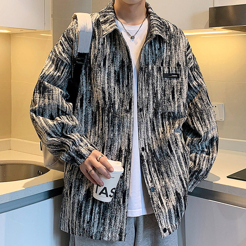 メンズ カーディガン  ゆったりシルエット襟付き長袖羽織