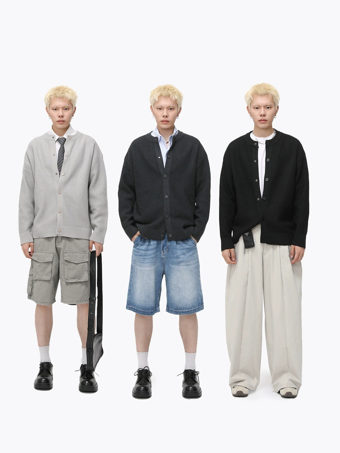 メンズ カーディガン  メンズ ニットカーディガン 秋冬新作 全3色