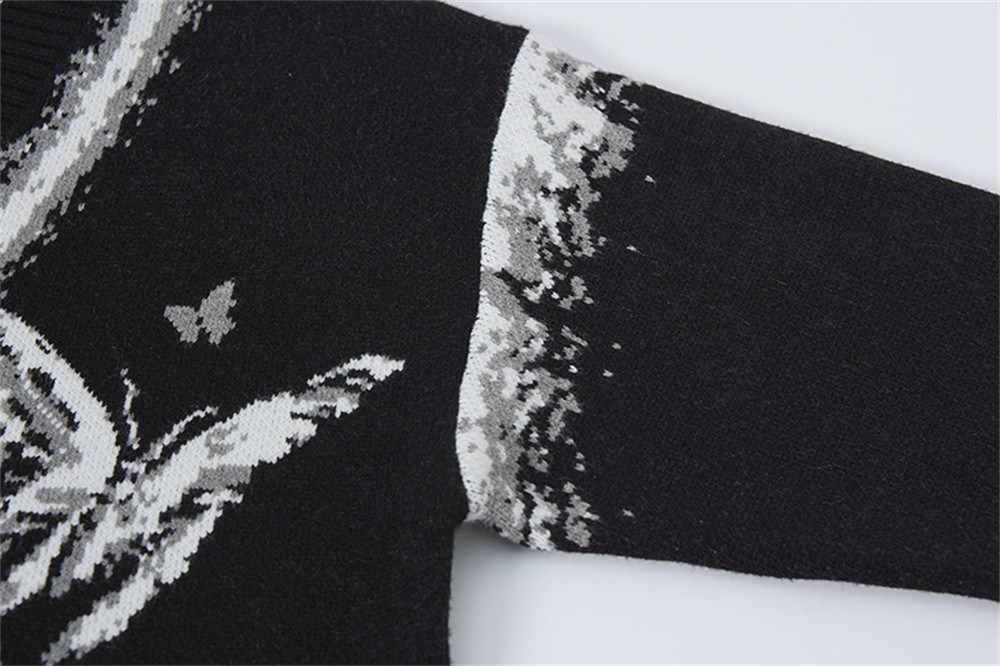 メンズ カーディガン  蝶々柄ニットカーディガン メンズ 秋冬新作