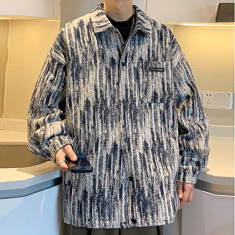 メンズ カーディガン  ゆったりシルエット襟付き長袖羽織