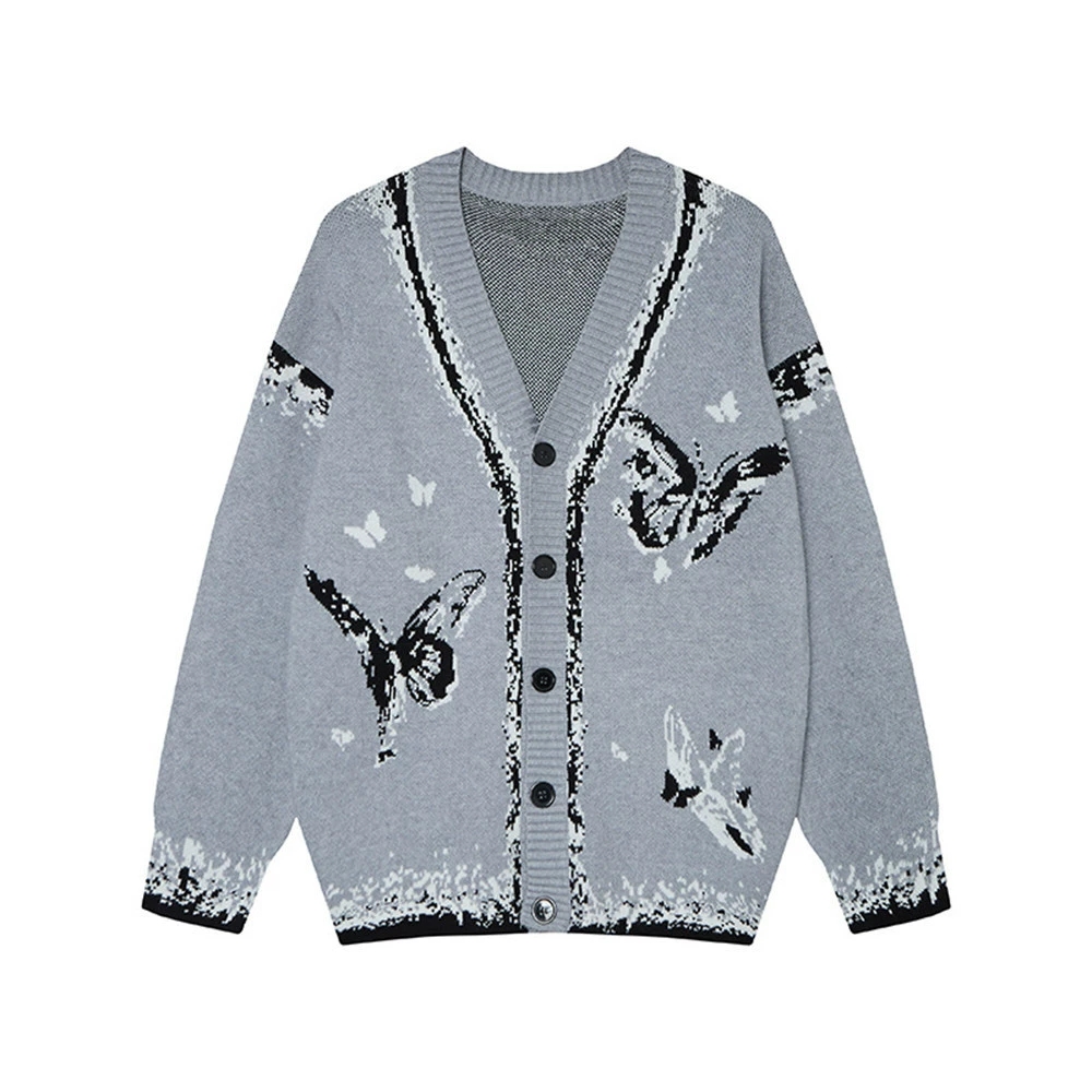 メンズ カーディガン  蝶々柄ニットカーディガン メンズ 秋冬新作