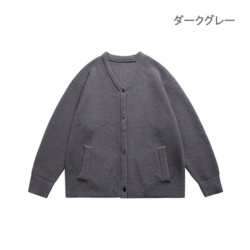 メンズ カーディガン  メンズ ニットカーディガン グレー ボタン式秋冬