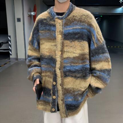 メンズ カーディガン  メンズ ニット カーディガン ボーダー 前開き