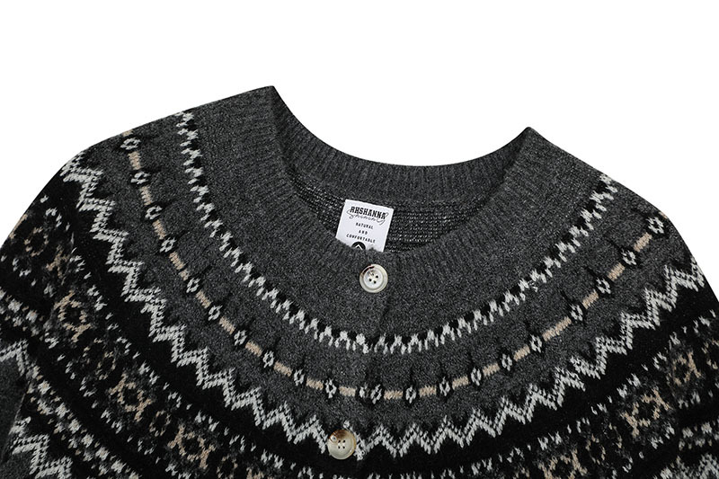 メンズ カーディガン  メンズ ニット カーディガン 北欧柄 秋冬新作 全2色