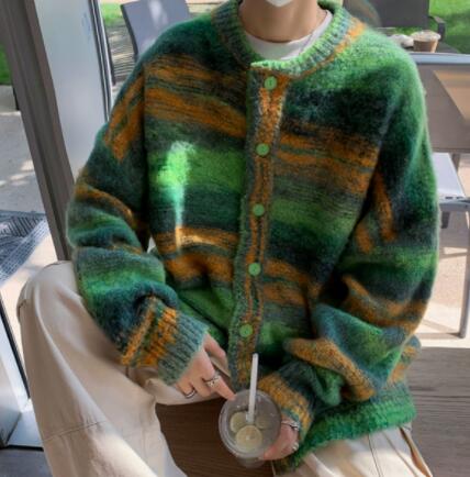 メンズ カーディガン  メンズ ニット カーディガン ボーダー 前開き