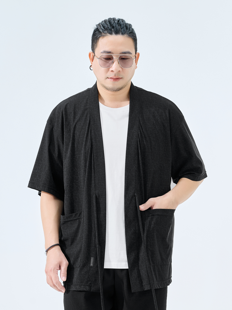 カーディガン メンズ 和風ゆったり半袖カーディガン