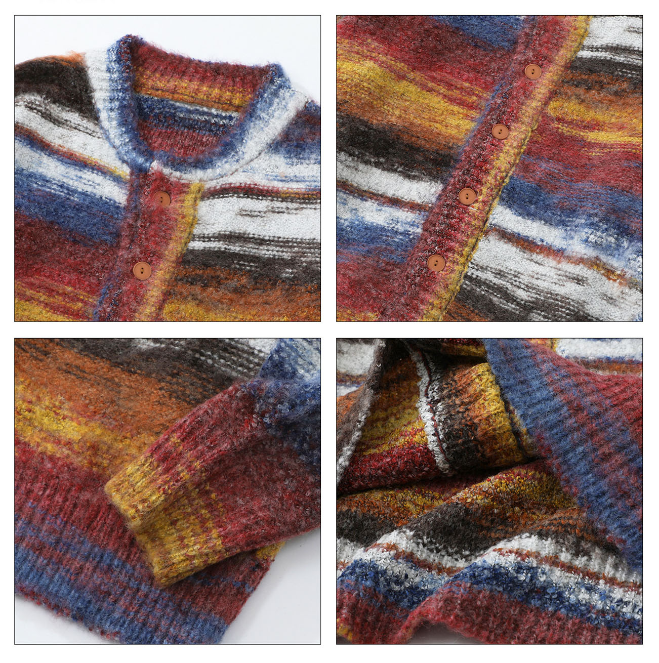 メンズ カーディガン  メンズ マルチボーダー ニットカーディガン