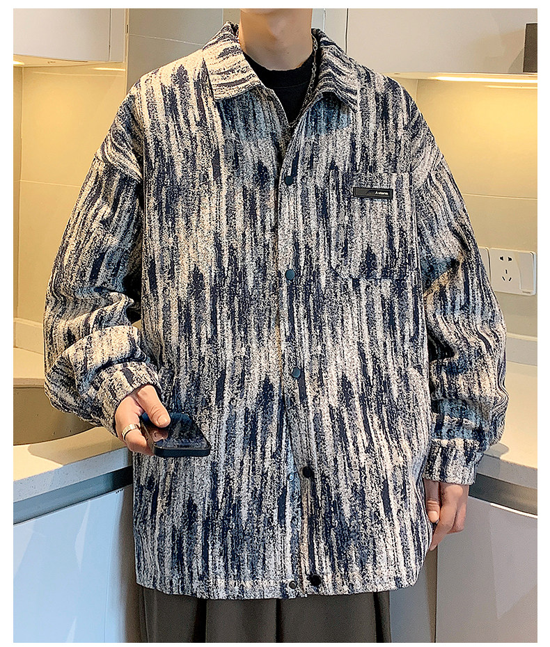 メンズ カーディガン  ゆったりシルエット襟付き長袖羽織