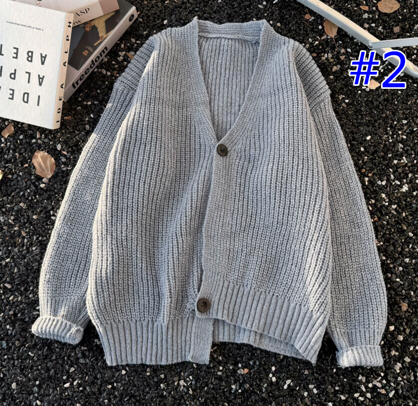 メンズ カーディガン  秋冬ニットカーディガン ブイネック メンズ