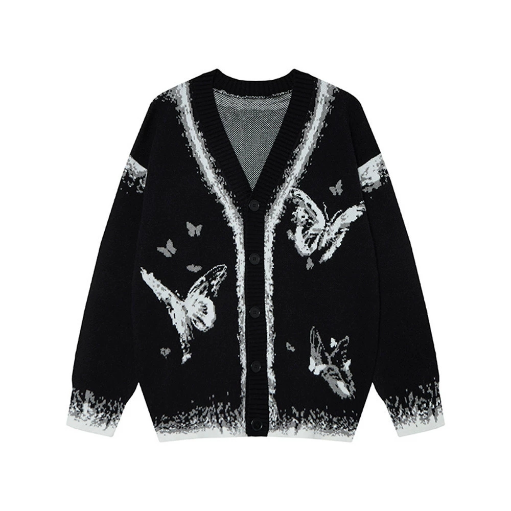 メンズ カーディガン  蝶々柄ニットカーディガン メンズ 秋冬新作