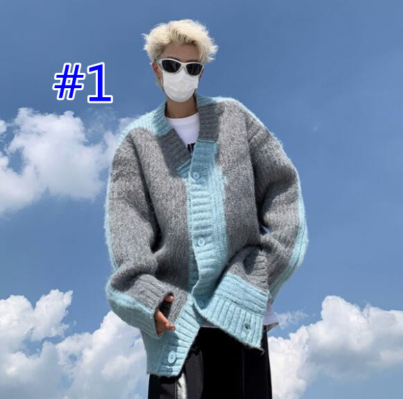 メンズ カーディガン  メンズ ニット カーディガン 毛糸 秋冬 配色