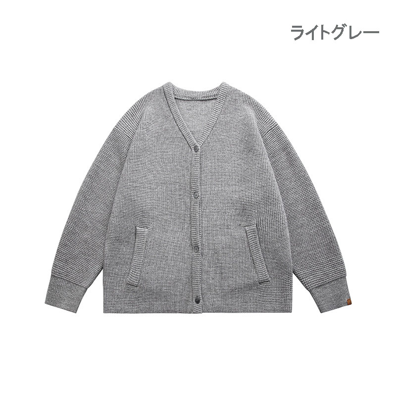 メンズ カーディガン  メンズ ニットカーディガン グレー ボタン式秋冬