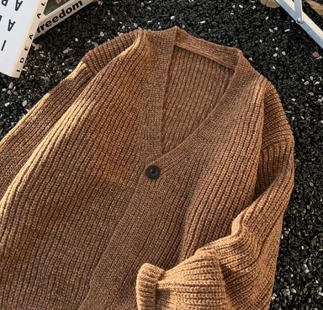 メンズ カーディガン  秋冬ニットカーディガン ブイネック メンズ