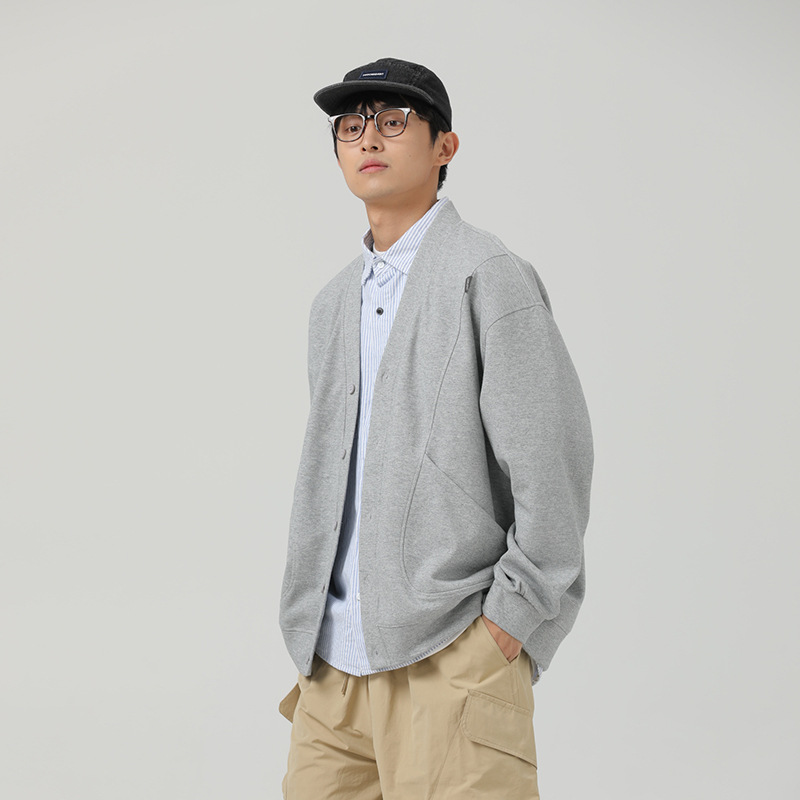 メンズ カーディガン  メンズ無地カーディガン男女兼用全四色