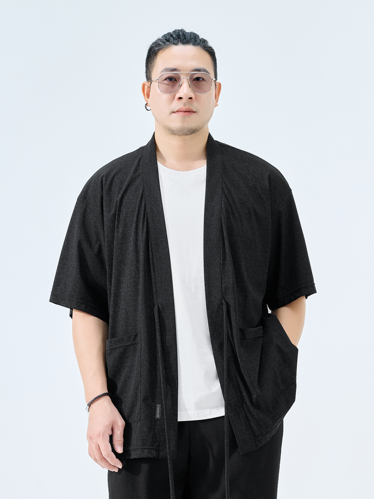 カーディガン メンズ 和風ゆったり半袖カーディガン