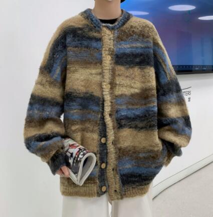 メンズ カーディガン  メンズ ニット カーディガン ボーダー 前開き