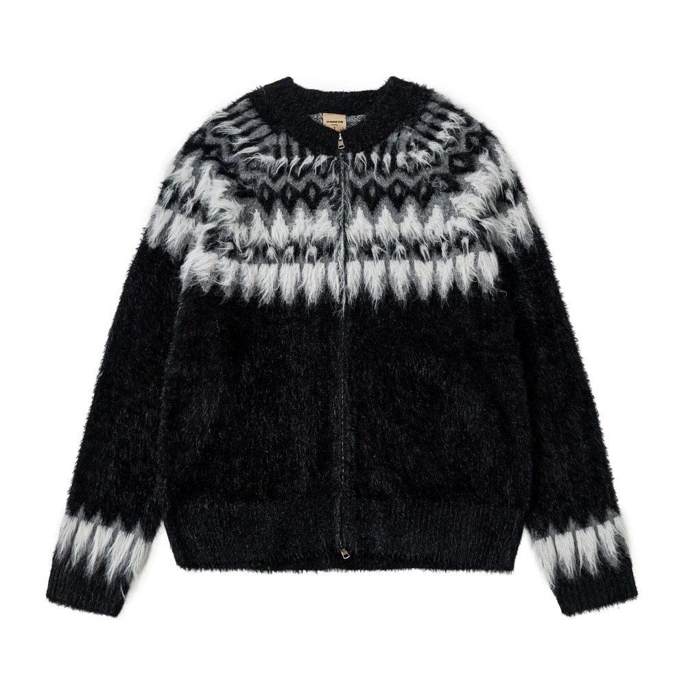 メンズ カーディガン  男性用ニットカーディガン秋冬新作幾何学模様