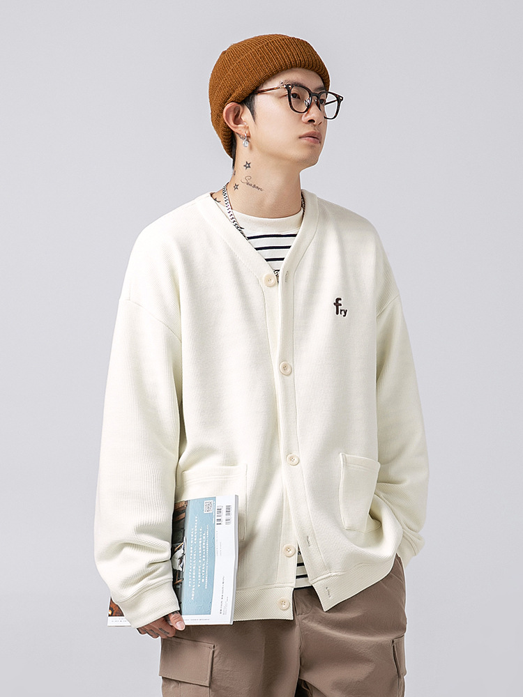 メンズ カーディガン  学生風メンズカーディガン ニット素材 秋冬新作全3色