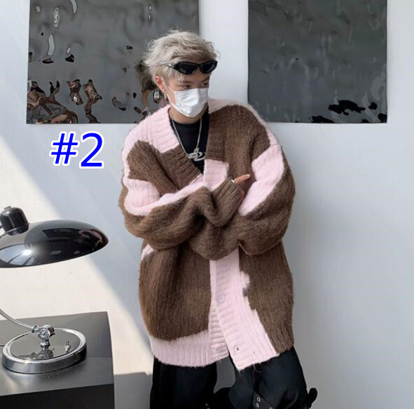 メンズ カーディガン  メンズ ニット カーディガン 毛糸 秋冬 配色