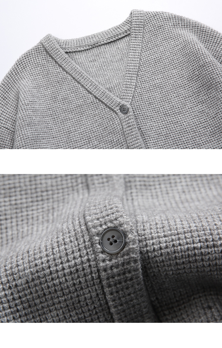 メンズ カーディガン  メンズ ニットカーディガン グレー ボタン式秋冬