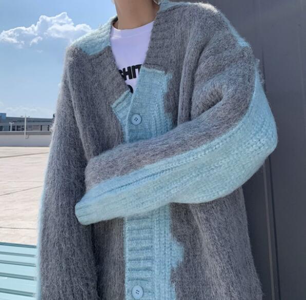 メンズ カーディガン  メンズ ニット カーディガン 毛糸 秋冬 配色